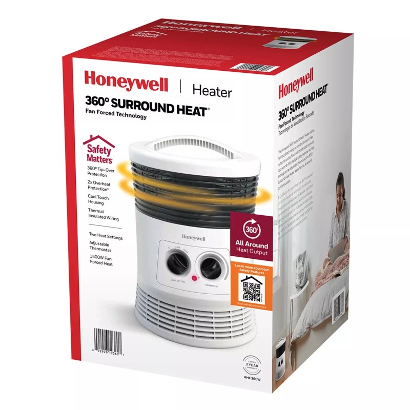 HONEYWELL 360 SURROUND FAN FORCED HEATER HHF360V, WHITE *NEW