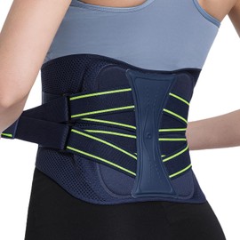 aoFIT- Faja lumbar para aliviar el dolor de espalda baja, cinturón de soporte lumbar ajustable con placas de acero, doble compresión, tejido de punto 