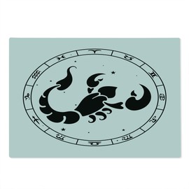 Ambesonne Zodiac Scorpio Cutting Board, Circular Astrological Chart with Abstract Animal in the Middle with Stars, Decorative Tempered Glass Cutting and Serving Board, Large Size, Multicolor
