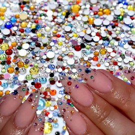 1440Pcs Colorful Nail Rhinestones and Charms, 3D Mini Small Diamond Art Flat Back Nail Charms Bling Round Nail Diamonds Cute Nail Decorations for Women Girls Nail Art Accessories DIY Crafts