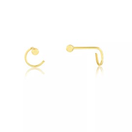 Carol Jewelry 18k Solid Gold Tiny Nose Stud L Shaped Screw Gold Ball 2 mm Nose Piercing Teens