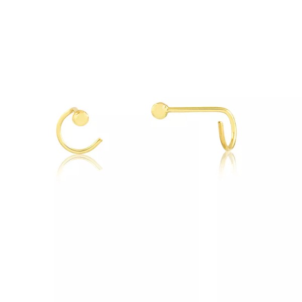 Carol Jewelry 18k Solid Gold Tiny Nose Stud L Shaped