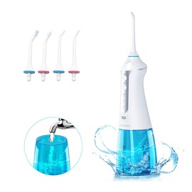 TUREWELL FC1591 Oral Irrigator Wireless Electric with 3 Modes and 5 Nozzles Water Flosser IPX7 Waterproof USB Charging 300 ml Oral Irrigator Water Flosser for Home Travel