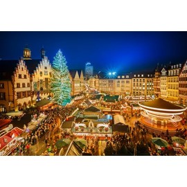 ART.COM Wall Photographic Print Traditional Christmas Market in the Historic Center of Frankfurt, Germany by S Borisov, 18" x 12"