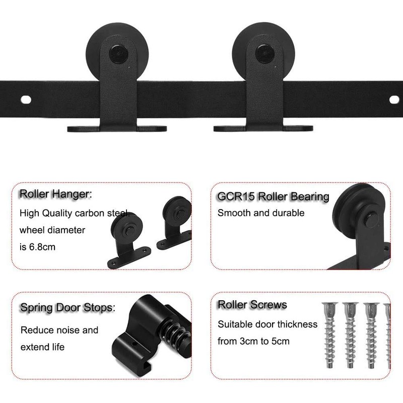 CCJH Sliding Barn Door Hardware Hangers Rollers Only 2pcs, NO