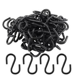 Rierdge Metal Small S Hook Black Hanging Hooks S Shaped Wire Hook Hanger Mini Ornament Storage Hooks for Hanging Jewelry Pot Plants Key Chain DIY Craft Decor, 0.98” Length, 2mm Thickness, 60 Pcs