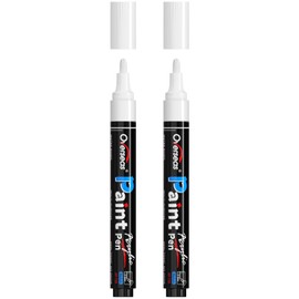 Overseas White Paint Pens Paint Markers - Permanent Acrylic Markers 2 Pack, Water Based, Quick Dry, Waterproof Marker Pen for Rock, Wood, Plastic, Metal, Canvas, Glass, Fabric, Mugs. Medium Tip