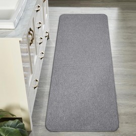 Bath Mat,Ultra Thin Bathroom Runner Rugs,Large Bath Mats for Bathroom,Quick Dry,Non-Slip,Machine Washable,Low Pile,Bath Rug,Shower Outside,Sink,Home Decor Accessories.Grey,1'9"x3'11"（21x47inch）