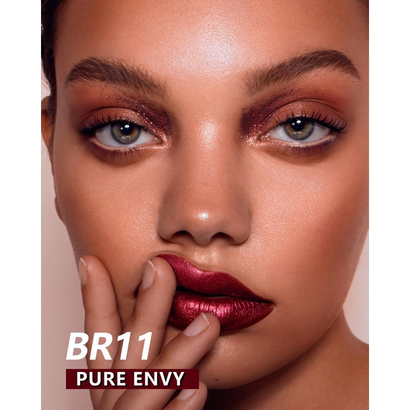 MAKI YIKA Dark Red Lipstick for Women Metallic Lipsticks Glitter