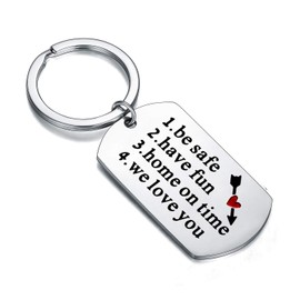 New Driver Keyring Dad Gifts Keychains for Boyfriend Husband Gifts Be Safe Have Fun We Love You Keychain (Be Safe Have Fun)