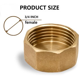 2PCS Blanking Cap - Brass Radiator Valve Caps - 3/4 Inch Hex Blanking Nut - Plumbing Fittings for Washing Machine and Sink with Sealing Washers (Gold)