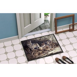 Caroline's Treasures BDBA0157JMAT Wolf Wolves by The Den Door Mat, Indoor Rug or Outdoor Welcome Mat 24x36 Doormat, 24H X 36W, Multicolor