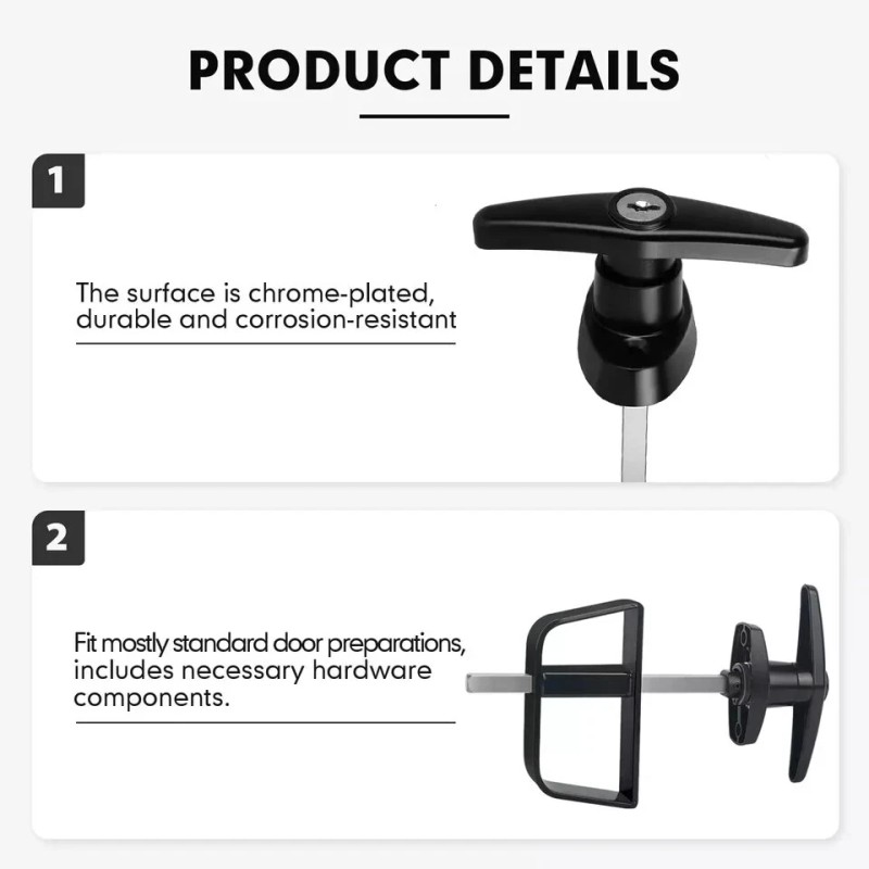 BTEOBFY Shed Door Latch T-Handle Lock Kit with 5 KeysBTEOBFY