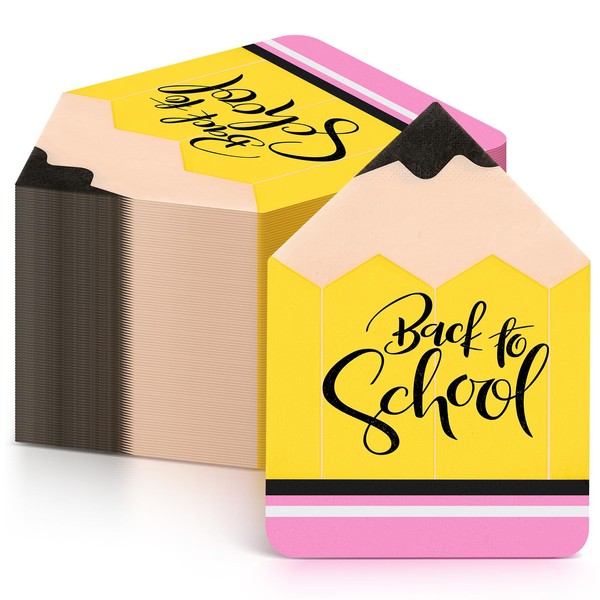 Janlaugh 100 Pcs Back to School Napkins Yellow Pencil Disposable