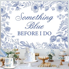 Balterever Something Blue Before I Do Bridal Shower Backdrop 7*5ft Something Blue Bridal Shower Decorations Floral Something Blue Before I Do Banner for Bachelorette Engagement Wedding Party Supplies