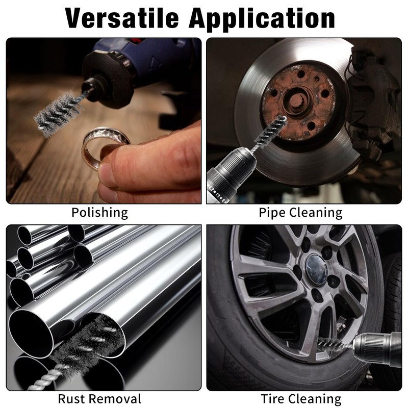 4 Pcs Wire Brush for Drill Stainless Steel Bore Brushes
