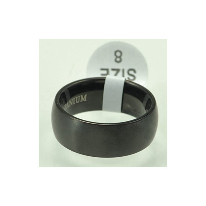 8mm Brushed Matte Solid Titanium Ring Wedding Band (Black, 9.5)