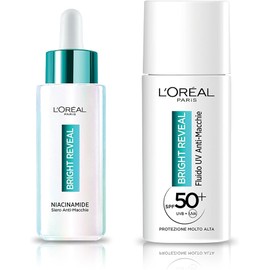 L'Oréal Paris Routine-Gesichts-Set bestehend aus Serum gegen Fleckenbildung Bright Reveal und UV-Flüssigkeit gegen Flecken LSF 50+ Bright Reveal, 2 x 50 ml