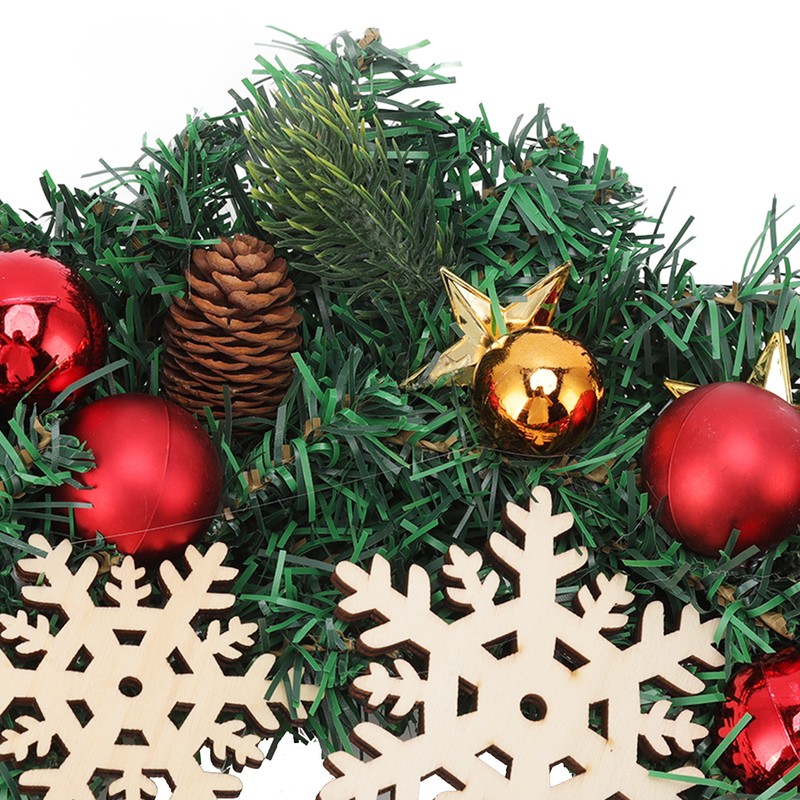 Christmas Wreath Snow Pine Cone Xmas Ball Wreath for Indoor