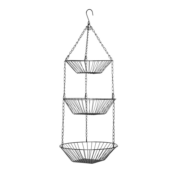 Premier Housewares 509653 3-Tier Chrome Hanging Baskets, 28 x 71 cm, Silver