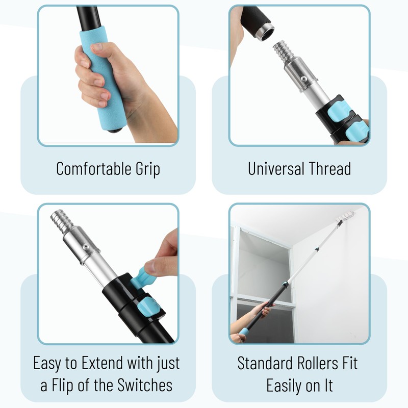 Bates- Extension Pole, 2.4 to 6 Ft Pole, Black &