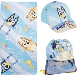 CERDÁ LIFE'S LITTLE MOMENTS Unisex Bluey Cap and Glasses for Children, Original Design, Adjustable and Lightweight, Ideal for Summer Sun Protection Baseball Cap, Toalla Gorra Y Bolsa Bluey, One size