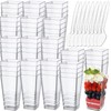 CEZOOWYEX 100 Pack Square Mini Dessert Cups with Spoon, 3oz