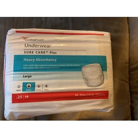 Cardinal Health Underwear Sure Care Plus Heavy Absorbency  Size L  44-54” 25 Ct