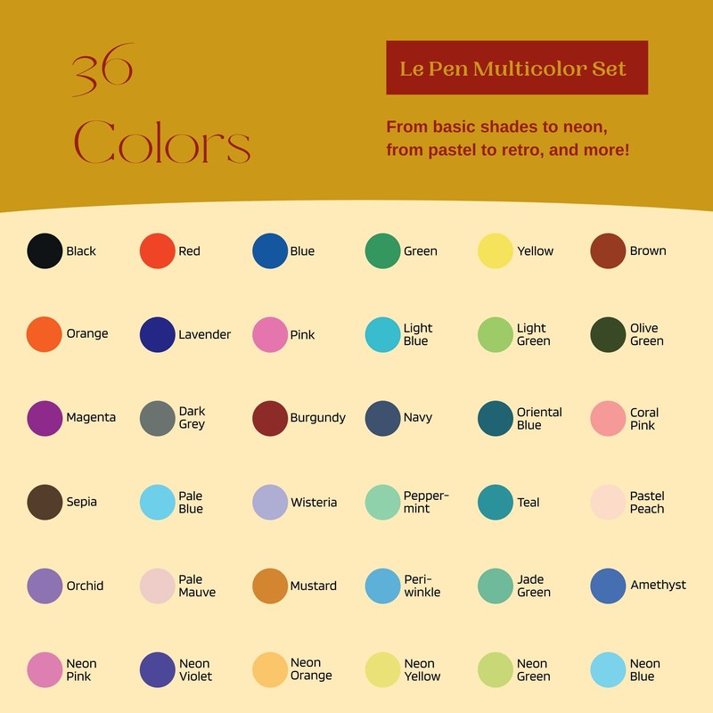 Uchida Le Pens Multicolor Set - 36 Colors Complete Set
