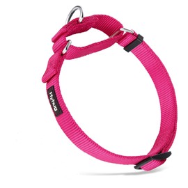 Strong Nylon Anti - Escape Martingale Dog Collar for Large Medium Small Boy and Girl Dogs - Walking Training Daily Use. (Medium, Rose Red)