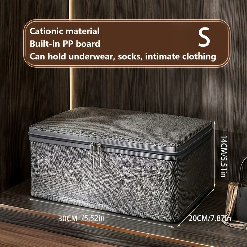 Large Capacity Foldable Clothes Storage Box with Lid, Polyester Closet