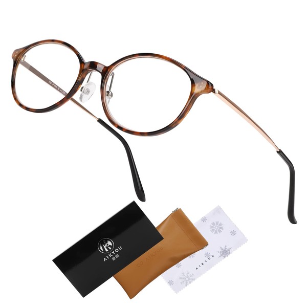 [愛鏡] おしゃれな老眼鏡 メンズ 老眼鏡レディース おしゃれなボストン型 べっ甲柄 【国内企業企画】【30日品質保証】 選べる6度数 雪柄メガネ拭き PUレーザーメガネケース付き