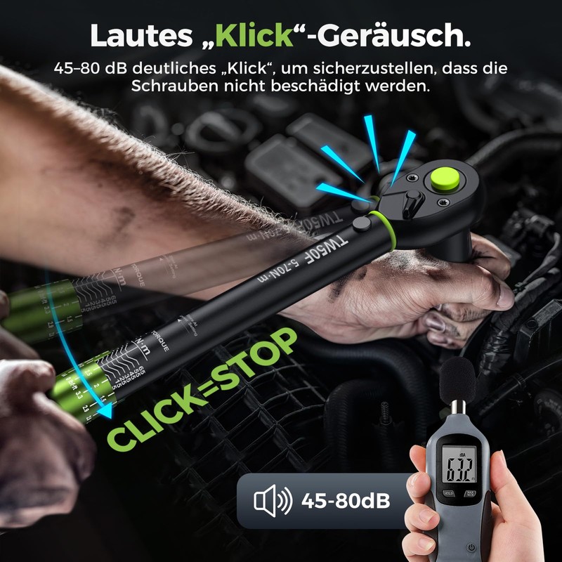 ETOOLAB 3/8 Inch Torque Wrench, 5-70 N·m/5-49.2 lbf·in, ±3% Error