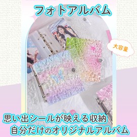 moire imports Precise Book Trekker Case, Mini Binder, 3 Holes, A7 Holder, Clear, Transparent, Sealing Book, Includes 20 Refills (Green Pink)