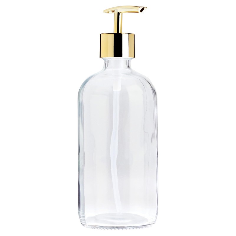 Juvale Refillable Glass Soap Dispenser Set - 16 Oz Clear
