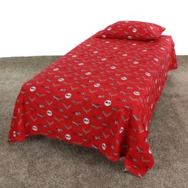 Corvette Sheet Set Full Sized 4 Piece Sheet Set, Red Color Background, 1 Flat Sheet, 1 Fitted Sheet, 2 Pillowcases
