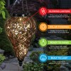 Exhart Amber Solar Lantern – Glass Tear-Shaped Hanging Lantern –