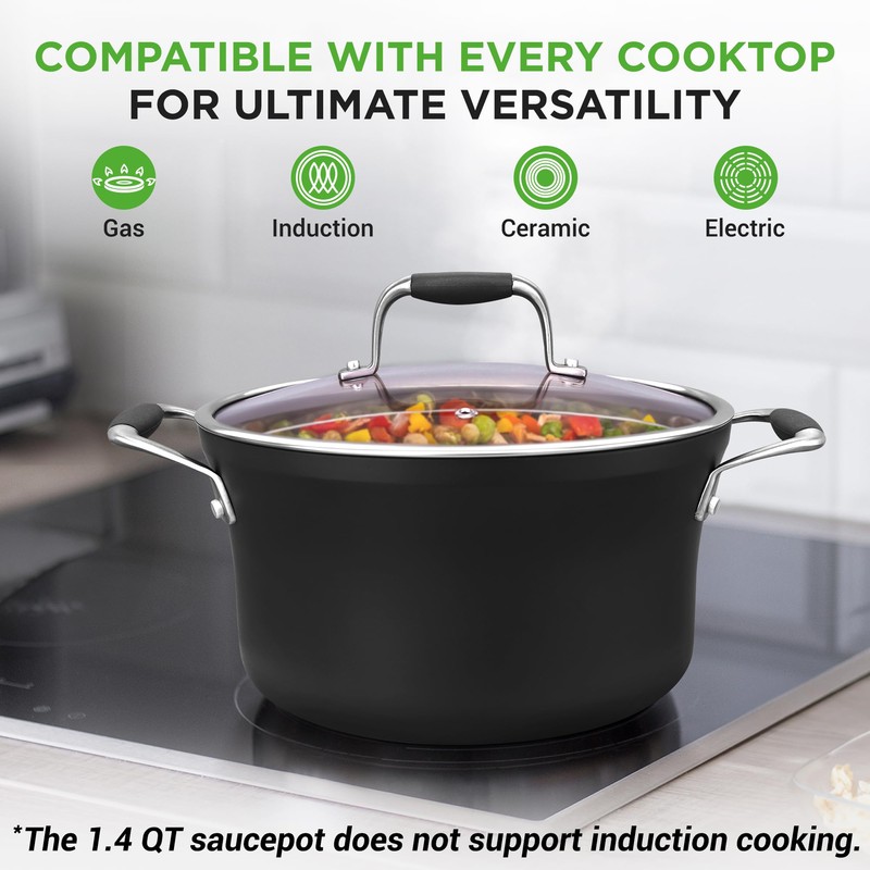 NutriChef 14-Piece Non-Stick Pots and Pans Set - Induction Ready