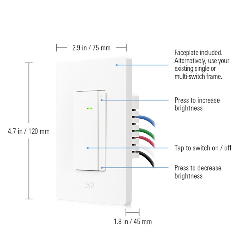 Eve Dimmer Switch (Matter) – Smart Dimmer Switch, for Alexa/Apple/Google/SmartThings/Home