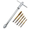 Qisf Ratchet T-Handle Tap Wrench Set with 5 Titanium Taps