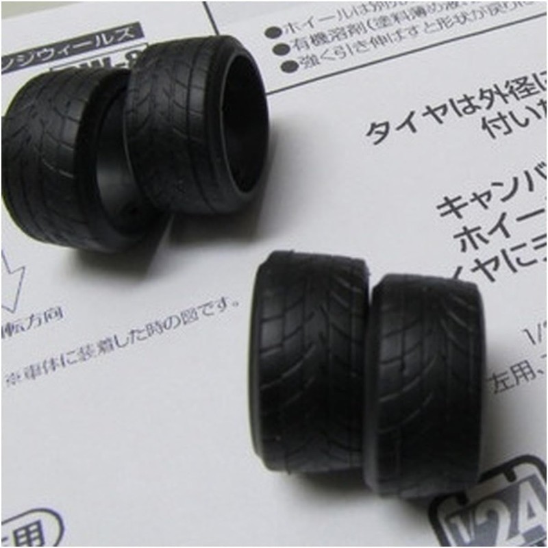 アスカモデル 1/24 オレンジウィールズ タイヤ4本セット ストレッチ プラモデル用パーツ OW-08