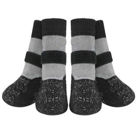 BEAUTYZOO Reflective Anti Slip Dog Socks to Prevent Licking Paws,Dog Shoes for Hot Cold Pavement Hardwood Floors,Anti Twist Paw Protectors Double Sided Thick Grips,Small Medium Large Senior Dogs Boots