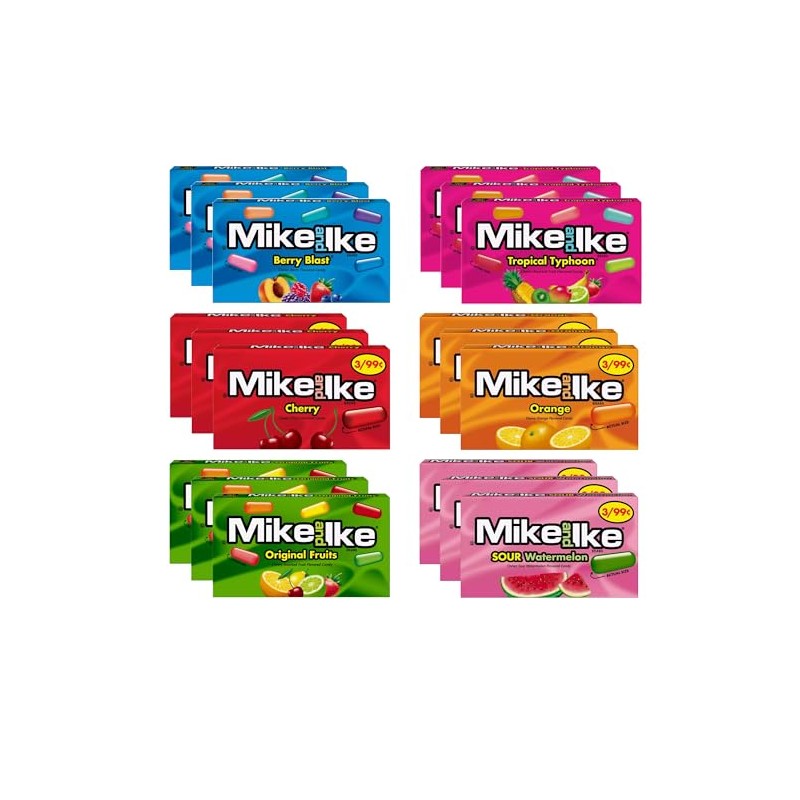 Mike Ike Chewy Candy Variety Pack, Assorted Flavors Mini Box