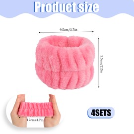 4 Pairs Wrist Spa Wash Bands Microfiber Wrist Washing Towel Band, Wrist Towels for Washing Face, Wristbands for Washing Face, Bracelets (Color B)