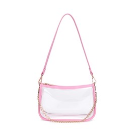 Leanoria Clear Tote Bag Stadium Approved Clear Purse PVC Handbag Retro Classic Transparent Bag for Concert (Pink)
