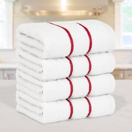 Dorlion Towels 4 Packed White Washcloth Set, 100% Turkish Cotton Washcloths Washrags, Small Hand Face Towels for Bathroom and Kitchen, Bordeaux Red