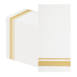 PHUNAT 100-Pack Gold Linen Feel Napkins, 30x43cm (11.8x16.9 Inches) - Premium Quality Decorative Table Napkins for Parties, Weddings, and Events