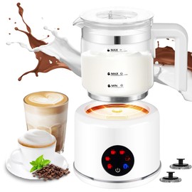 Milk Frother and Steamer, 6 in 1 Milk Steamer and Milk Warmer, 17oz Auto Shut Off Electric Frother with Touch Screen, Hot/Cold Foam Maker for Coffee, Latte, Cappuccino, Hot Chocolate