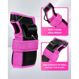 iMoebel Protector Set 6 in 1 Inline Protector Set Children's Protective Equipment, Adjustable Knee Pads, Elbow Pads, Wrist Guards for Skating, Driving, Scooter, Skateboard, Pink S