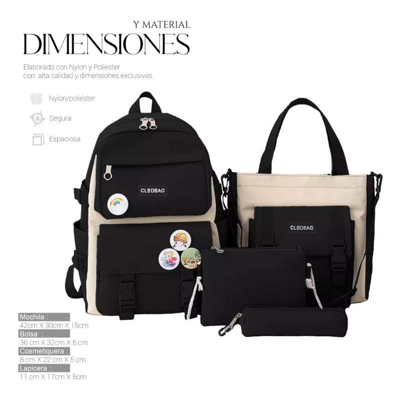 Shendy Vendy Mochilas Set 4 Pzs Escolar Bolsas Lapicera Color